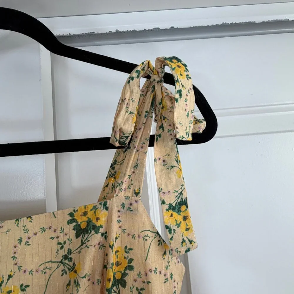 Revolve Paige Tamika Yellow Floral Tie Strap Midi Dress Size Small - Picture 9 of 15